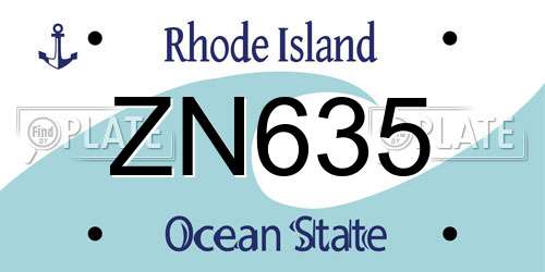 ZN635 Rhode Island License Plate