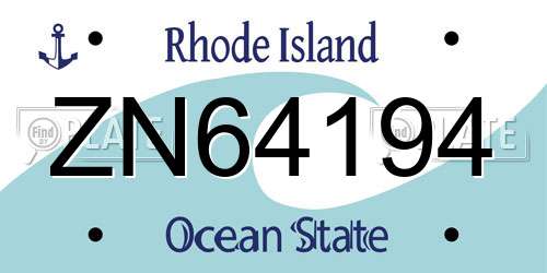 ZN64194 Rhode Island License Plate