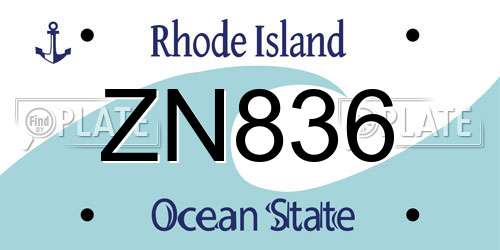 ZN836 Rhode Island License Plate
