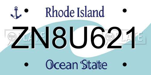ZN8U621 Rhode Island License Plate