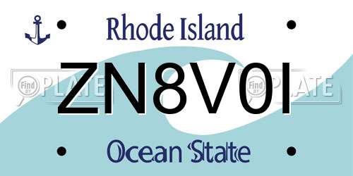 ZN8V0I Rhode Island License Plate