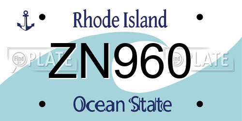 ZN960 Rhode Island License Plate