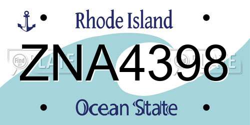 ZNA4398 Rhode Island License Plate