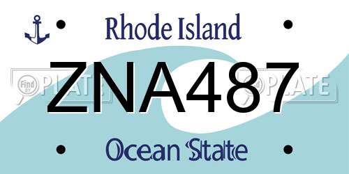 ZNA487 Rhode Island License Plate