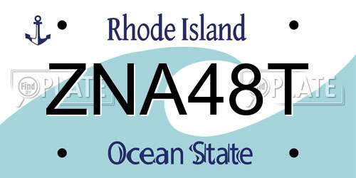 ZNA48T Rhode Island License Plate