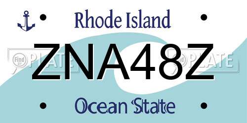 ZNA48Z Rhode Island License Plate