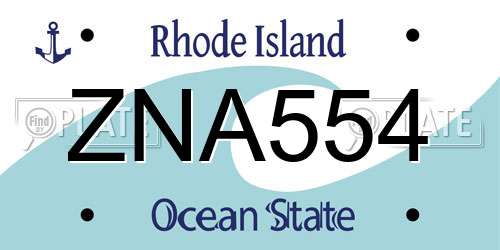 ZNA554 Rhode Island License Plate