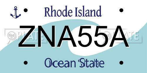 ZNA55A Rhode Island License Plate