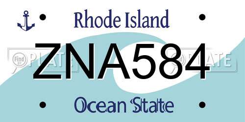 ZNA584 Rhode Island License Plate
