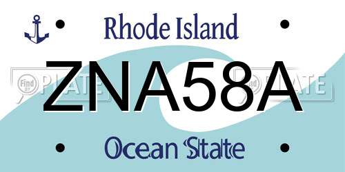 ZNA58A Rhode Island License Plate