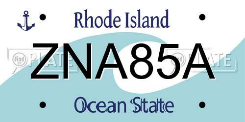 ZNA85A Rhode Island License Plate