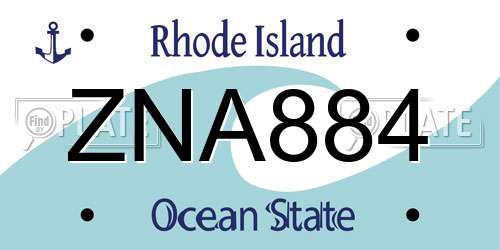 ZNA884 Rhode Island License Plate