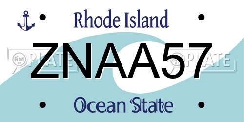 ZNAA57 Rhode Island License Plate