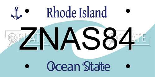 ZNAS84 Rhode Island License Plate