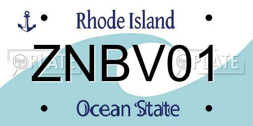 ZNBV01 Rhode Island License Plate
