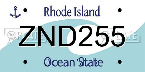 ZND255 Rhode Island License Plate