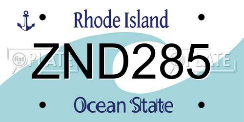 ZND285 Rhode Island License Plate