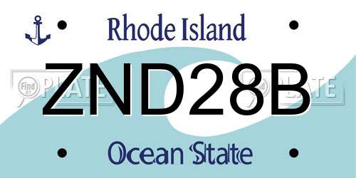 ZND28B Rhode Island License Plate
