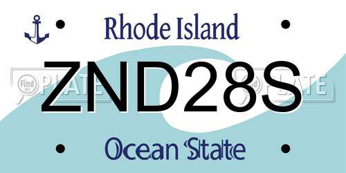 ZND28S Rhode Island License Plate