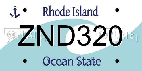 ZND320 Rhode Island License Plate