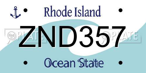 ZND357 Rhode Island License Plate