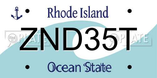 ZND35T Rhode Island License Plate