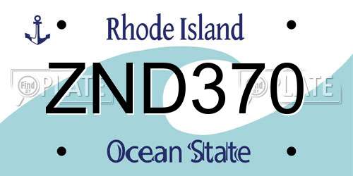 ZND370 Rhode Island License Plate