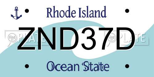ZND37D Rhode Island License Plate