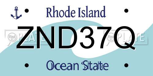 ZND37Q Rhode Island License Plate