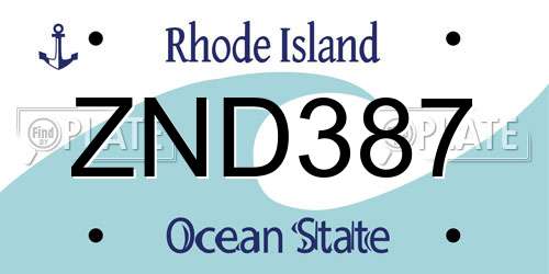 ZND387 Rhode Island License Plate