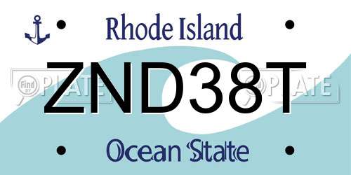 ZND38T Rhode Island License Plate