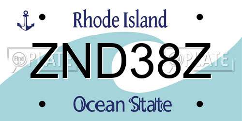 ZND38Z Rhode Island License Plate