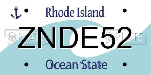 ZNDE52 Rhode Island License Plate