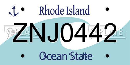 ZNJ0442 Rhode Island License Plate