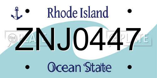 ZNJ0447 Rhode Island License Plate