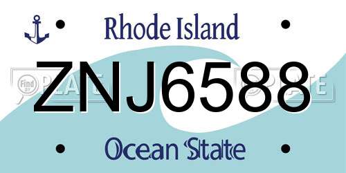 ZNJ6588 Rhode Island License Plate