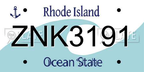 ZNK3191 Rhode Island License Plate