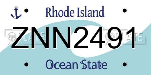 ZNN2491 Rhode Island License Plate