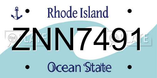 ZNN7491 Rhode Island License Plate