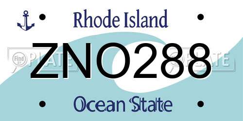 ZNO288 Rhode Island License Plate