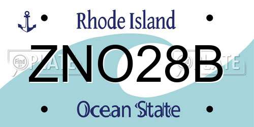 ZNO28B Rhode Island License Plate