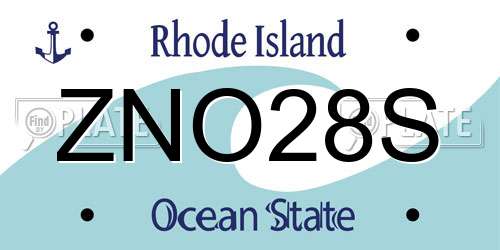 ZNO28S Rhode Island License Plate