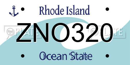 ZNO320 Rhode Island License Plate