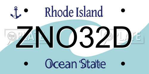 ZNO32D Rhode Island License Plate
