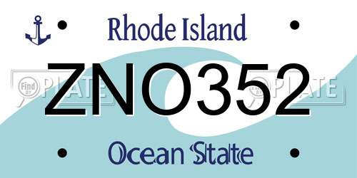 ZNO352 Rhode Island License Plate