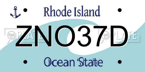ZNO37D Rhode Island License Plate