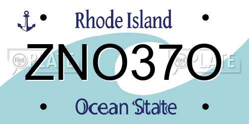 ZNO37O Rhode Island License Plate