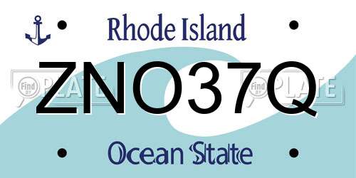 ZNO37Q Rhode Island License Plate