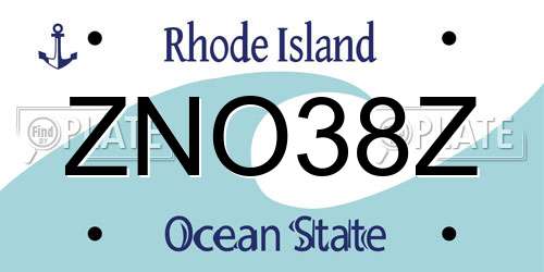ZNO38Z Rhode Island License Plate