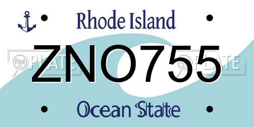 ZNO755 Rhode Island License Plate